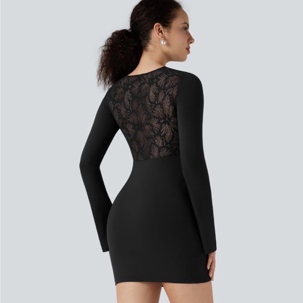 Halara Softlyzero Lace Ruched Mini Dress
